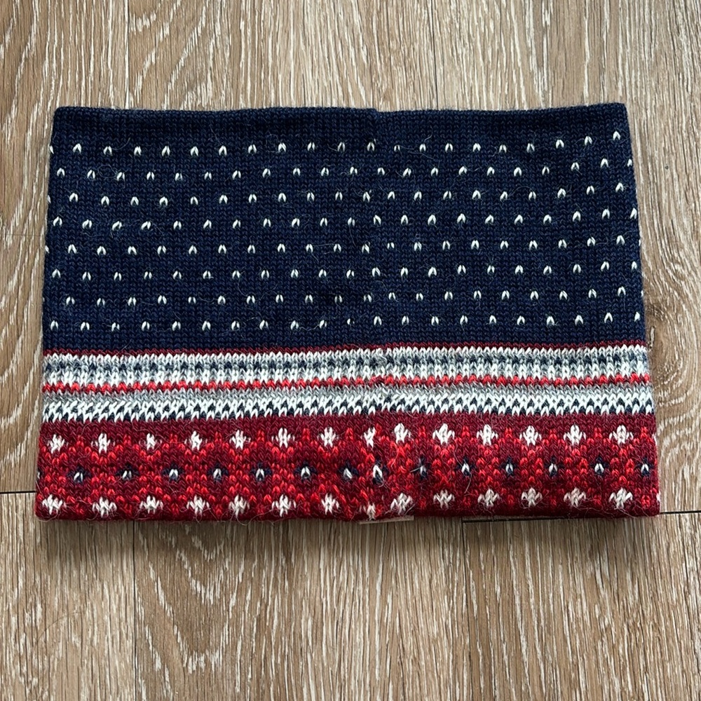 Emilime Red/Blue Knit 100% Alpaca Neck Gaiter/Neck Warmer